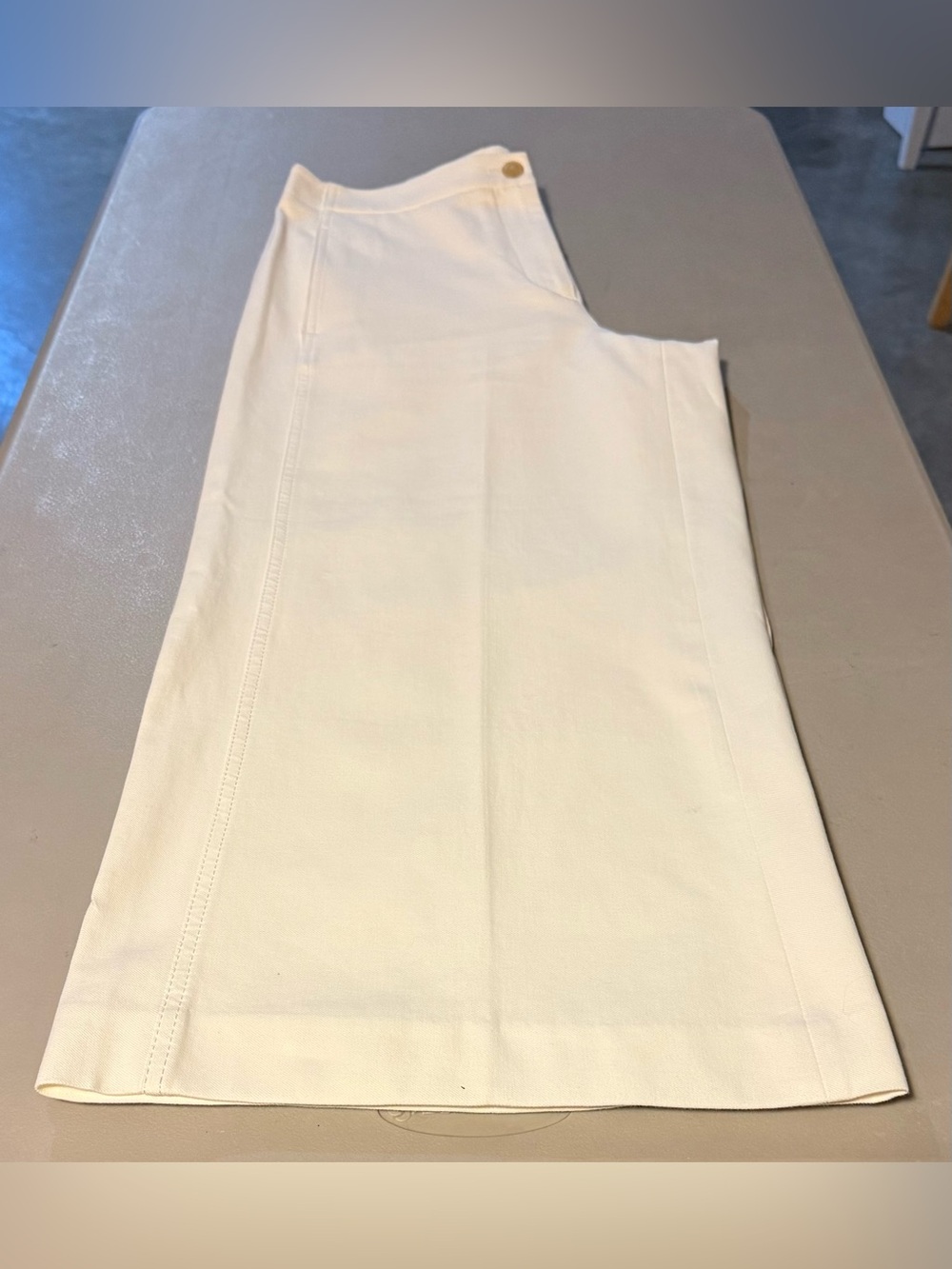 Ann Taylor “The Mariner” Cream High Rise Wide Leg Above Ankle Bi Stretch Pants